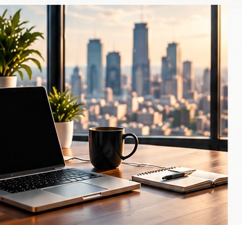Professional office overlooking a city